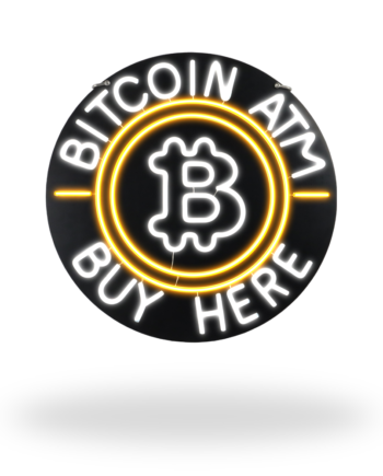 20" Round White and Orange Neon LED Bitcoin Sign